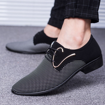 Луксозни маркови мъжки обувки с остър връх Дизайнерски кожени обувки за мъже Висококачествени Оксфордски бизнес ежедневни обувки Голям размер 38-48