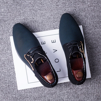 Луксозни маркови мъжки обувки с остър връх Дизайнерски кожени обувки за мъже Висококачествени Оксфордски бизнес ежедневни обувки Голям размер 38-48