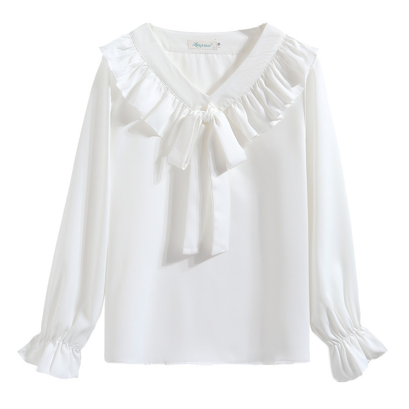 Jesenska bluza Ženska majica dugih rukava s V-izrezom Bijela bluza Gornji dijelovi košulje Ženske Blusas Mujer De Moda 2023 Bluze Košulje Blusa G219
