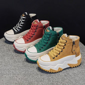 Moteriški batai su aukšta viršūne Priežastiniai sportbačiai Stambūs, platforminiai batai, suvarstomi storu dugnu Moteriški vulkanizuoti batai Sportiniai bateliai Zapatos De Mujer