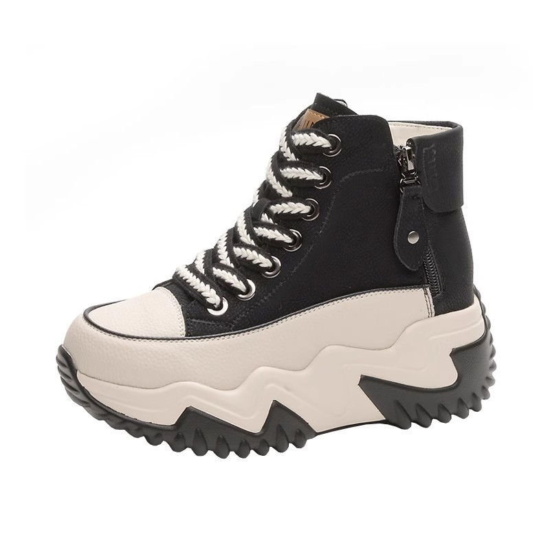 Moteriški batai su aukšta viršūne Priežastiniai sportbačiai Stambūs, platforminiai batai, suvarstomi storu dugnu Moteriški vulkanizuoti batai Sportiniai bateliai Zapatos De Mujer