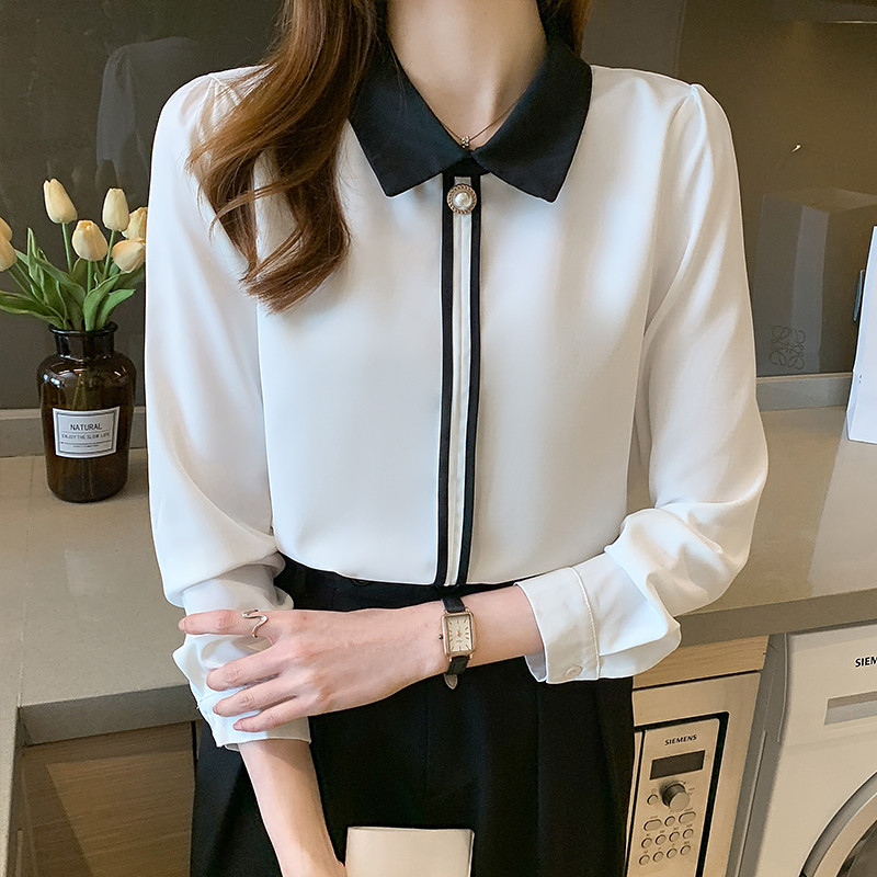 Blusas Mujer De Moda 2023 Palaidinė ilgomis rankovėmis, moteriška palaidinė, balta šifoninė palaidinė, marškiniai, moteriški viršutiniai palaidinės, Femme C417