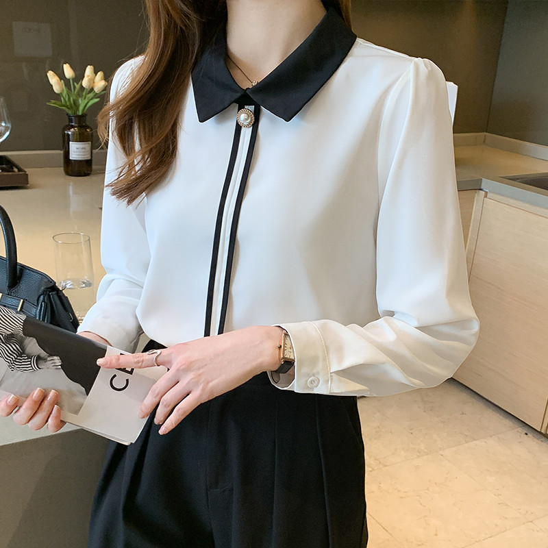 Blusas Mujer De Moda 2023 Palaidinė ilgomis rankovėmis, moteriška palaidinė, balta šifoninė palaidinė, marškiniai, moteriški viršutiniai palaidinės, Femme C417