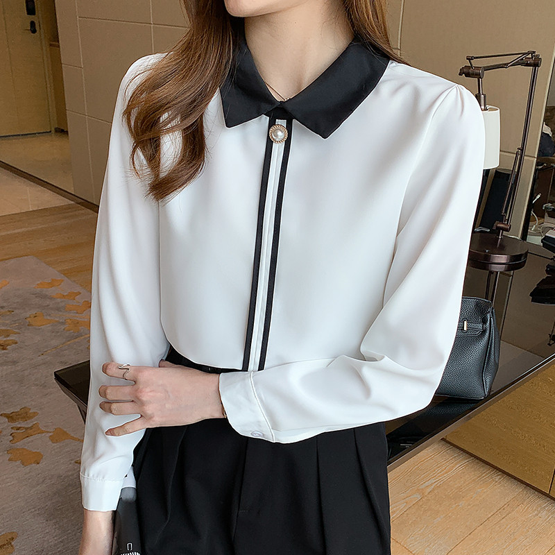 Blusas Mujer De Moda 2023 Palaidinė ilgomis rankovėmis, moteriška palaidinė, balta šifoninė palaidinė, marškiniai, moteriški viršutiniai palaidinės, Femme C417