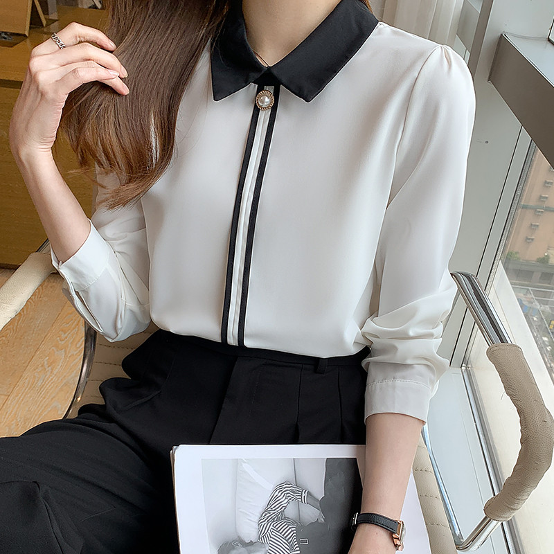 Blusas Mujer De Moda 2023 Palaidinė ilgomis rankovėmis, moteriška palaidinė, balta šifoninė palaidinė, marškiniai, moteriški viršutiniai palaidinės, Femme C417