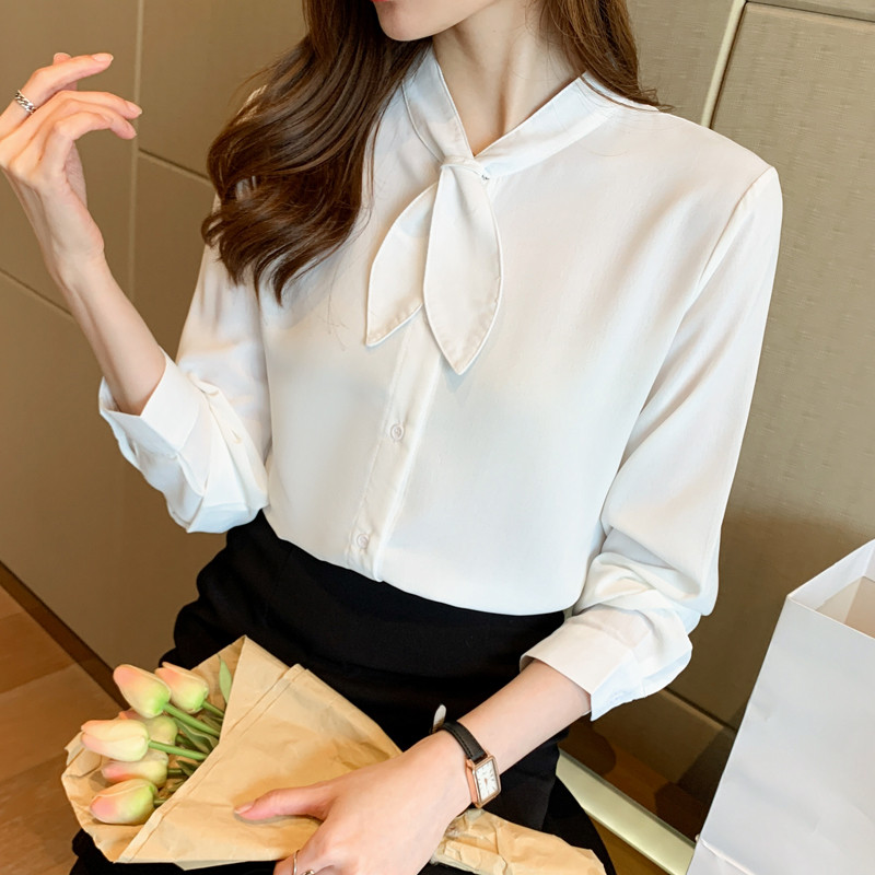 Blusas Mujer De Moda 2023 Bluza dugih rukava Ženska mašna ovratnik Bijela bluza Košulja Ženske majice Bluze Košulje Blusa Feminina G307