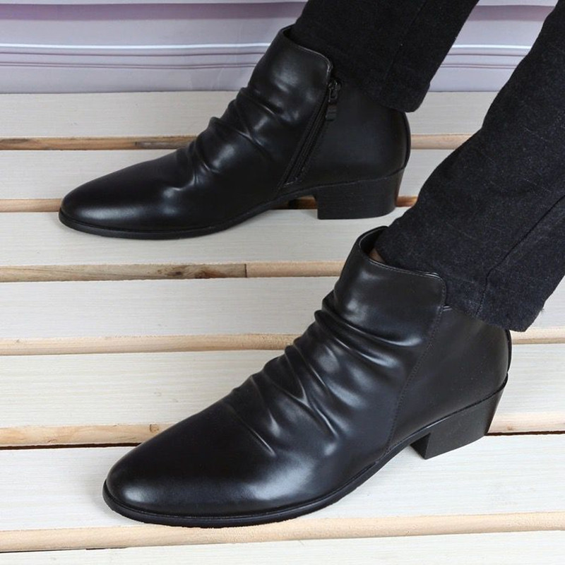 Μόδα Ανδρικά Μποτάκια Ανδρικά Παπούτσια με φερμουάρ Μαύρα Μπότες Φόρεμα Άνοιξη Φθινοπωρινά Δερμάτινα Παπούτσια Ανδρικά Δερμάτινα Μποτάκια