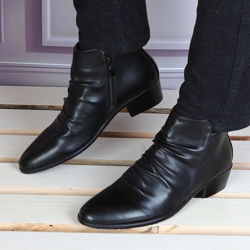 Μόδα Ανδρικά Μποτάκια Ανδρικά Παπούτσια με φερμουάρ Μαύρα Μπότες Φόρεμα Άνοιξη Φθινοπωρινά Δερμάτινα Παπούτσια Ανδρικά Δερμάτινα Μποτάκια