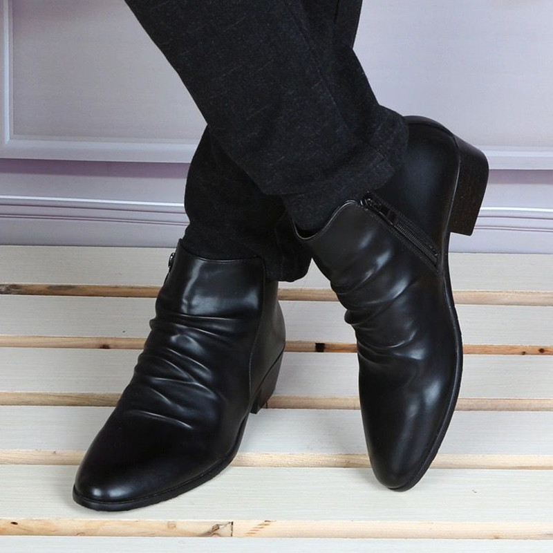Μόδα Ανδρικά Μποτάκια Ανδρικά Παπούτσια με φερμουάρ Μαύρα Μπότες Φόρεμα Άνοιξη Φθινοπωρινά Δερμάτινα Παπούτσια Ανδρικά Δερμάτινα Μποτάκια