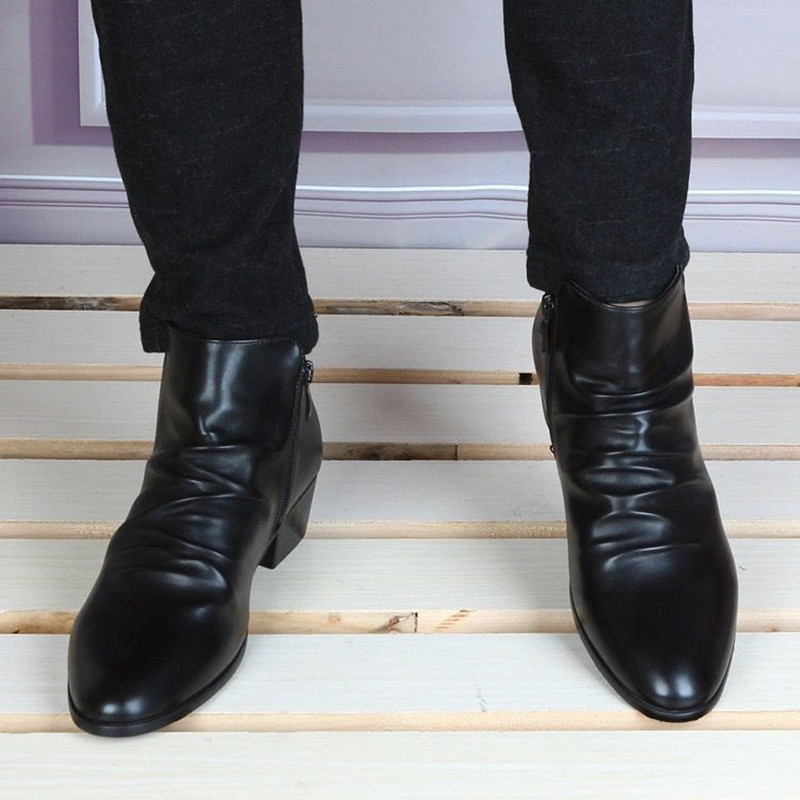 Μόδα Ανδρικά Μποτάκια Ανδρικά Παπούτσια με φερμουάρ Μαύρα Μπότες Φόρεμα Άνοιξη Φθινοπωρινά Δερμάτινα Παπούτσια Ανδρικά Δερμάτινα Μποτάκια