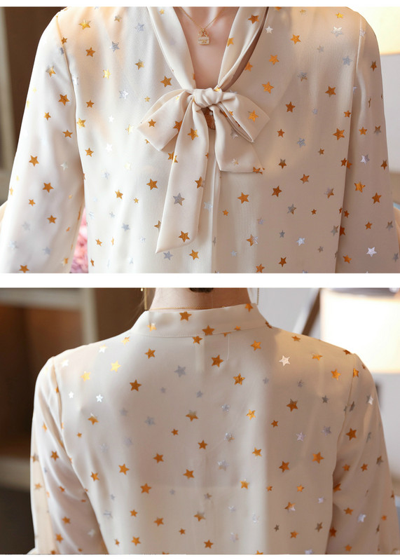 Blúz Női Blusas Mujer De Moda 2023 Hosszú ujjú női blúzok Ingek felsők Fodor masni V-nyakú sifon blúz ing Blusa D447