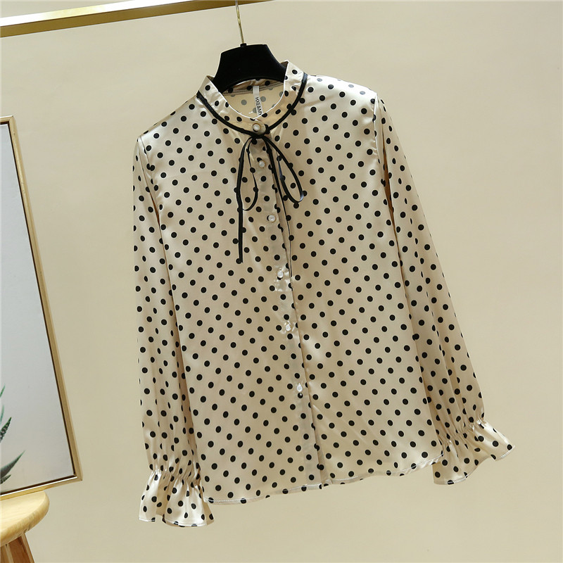 Šifonska bluza s dugim rukavima na točkice Ženska majica Blusa Bluza Ženska Blusas Mujer De Moda 2023 Ženska bluza Odjeća E74