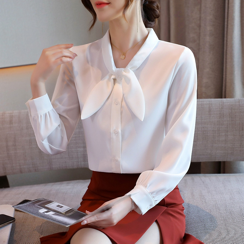 Bluza Žene Blusas Mujer De Moda 2023 Ženske bluze dugih rukava Košulje Mašna ovratnik Šifon Bluza Majice majica Ženske Blusa D502