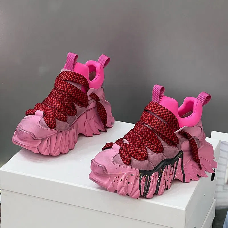 Pantofi de toamnă cu platformă din plasă pentru femei, pantofi de tenis pentru femei, pantofi vulcanizați de primăvară, pantofi de sport, pantofi pentru tată, femei