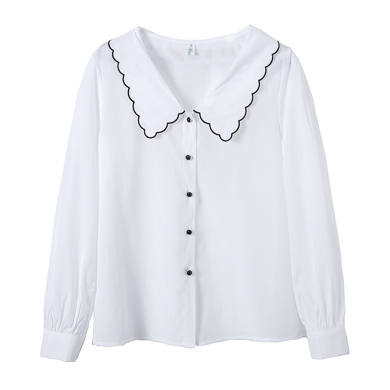 Bluza dugih rukava Ženske majice s kragnom za lutke Bijela bluza Majice Ženske Blusas Mujer De Moda 2023 Bluze Camisas Blusa Feminina F526