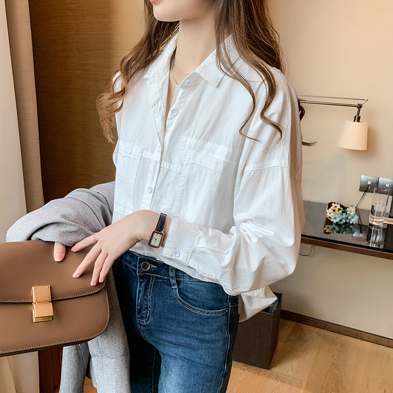 Ženska bluza Blusas Mujer De Moda 2023 Bijela bluza dugih rukava Košulja Ženske košulje s otvorenim ovratnikom, uredske bluze, gornji dijelovi D436