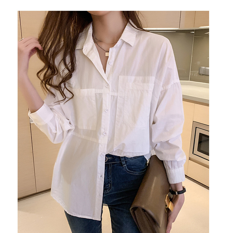 Ženska bluza Blusas Mujer De Moda 2023 Bijela bluza dugih rukava Košulja Ženske košulje s otvorenim ovratnikom, uredske bluze, gornji dijelovi D436