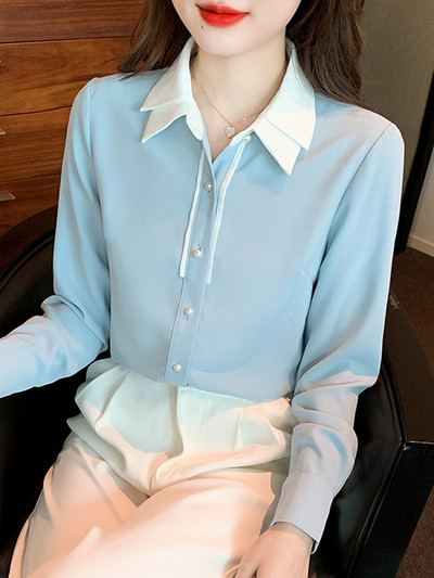 Μόδα μπλούζα από σιφόν γυναικεία μπλούζα Μακρυμάνικη μπλούζα Γυναικεία μπλούζα Mujer De Moda 2023 Πουκάμισα Μπλούζες Blusa Feminina G146