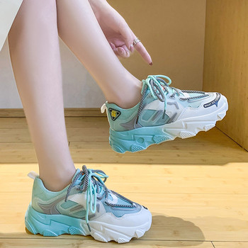 Ροζ γυναικεία αναπνεύσιμα παπούτσια για τρέξιμο 2023 Πλατφόρμα σχεδιαστών Γυναικεία δικτυωτή μόδα άνοιξη καλοκαίρι Casual πράσινα ογκώδη αθλητικά παπούτσια