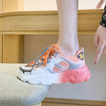 Ροζ γυναικεία αναπνεύσιμα παπούτσια για τρέξιμο 2023 Πλατφόρμα σχεδιαστών Γυναικεία δικτυωτή μόδα άνοιξη καλοκαίρι Casual πράσινα ογκώδη αθλητικά παπούτσια