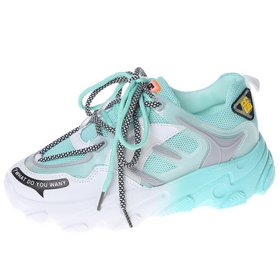 Ružičaste ženske prozračne dizajnerske cipele s platformom za trčanje 2023. Ženske modne mrežaste cipele proljeće ljeto, ležerne zelene debele tenisice