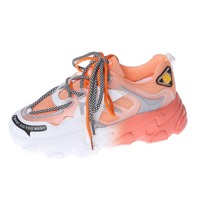 Ružičaste ženske prozračne dizajnerske cipele s platformom za trčanje 2023. Ženske modne mrežaste cipele proljeće ljeto, ležerne zelene debele tenisice