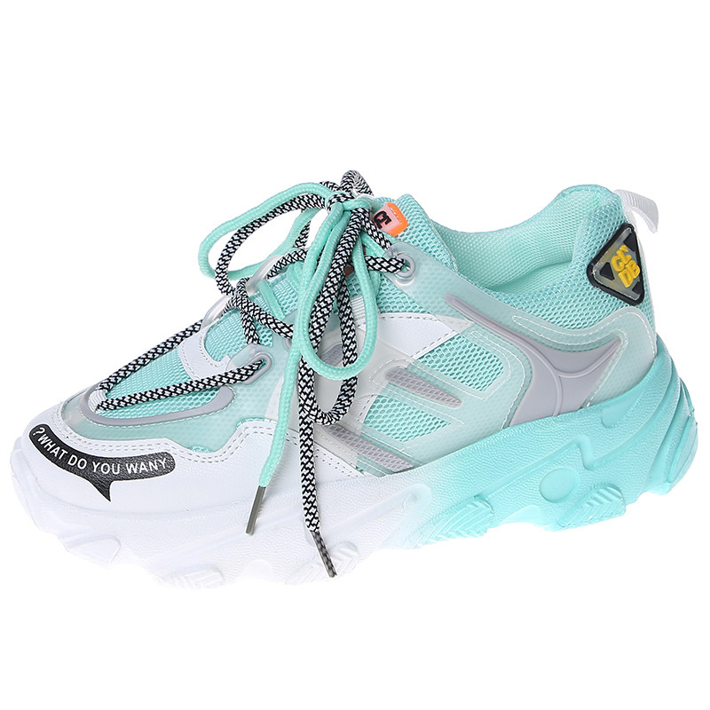 Ružičaste ženske prozračne dizajnerske cipele s platformom za trčanje 2023. Ženske modne mrežaste cipele proljeće ljeto, ležerne zelene debele tenisice