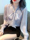 Bluse Mujer De Moda 2023 Bluză casual din șifon cu guler cu fundă Cămașă pentru femei Topuri Bluză cu mânecă lungă Bluze pentru femei Cămăși Blusa G353