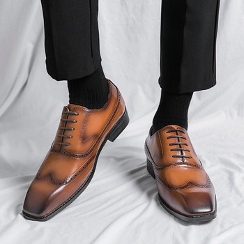 Χειροποίητα ανδρικά Wingtip Παπούτσια Oxford Γκρι δερμάτινα ανδρικά παπούτσια φόρεμα Brogue Κλασικά επαγγελματικά επίσημα παπούτσια για άνδρες Zapatillas Hombre
