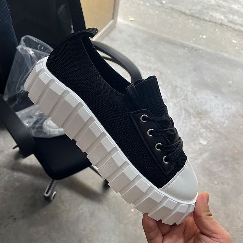 Batai moterims Pavasaris Naujos mados tamprus audinys Moteriški suvarstomi platforma vulkanizuoti batai 35-43 didelių dydžių sportiniai sportbačiai