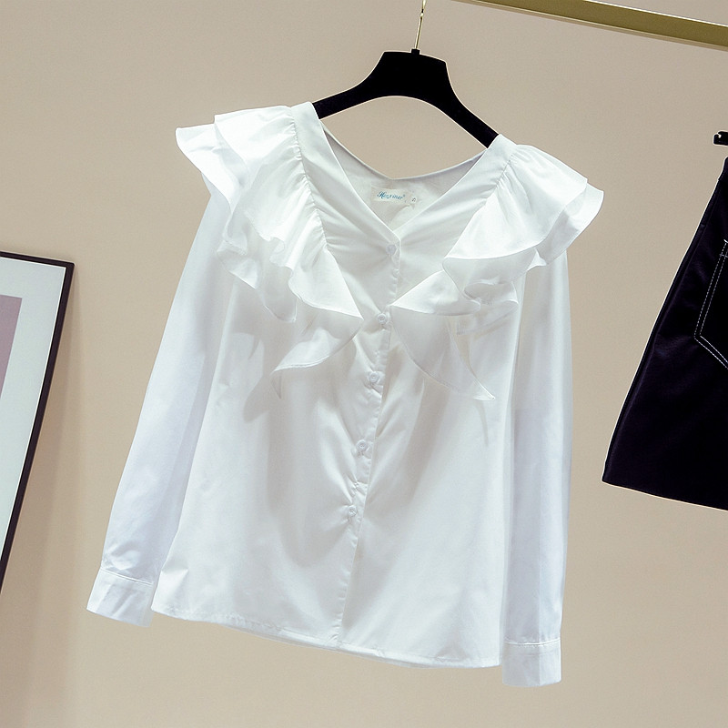 Blusa Bluza Femei Maneca Lunga Volane Decolteu in V Bluza Sifon Camasa Topuri Femei Bluse Mujer De Moda 2023 Imbracaminte pentru femei D927