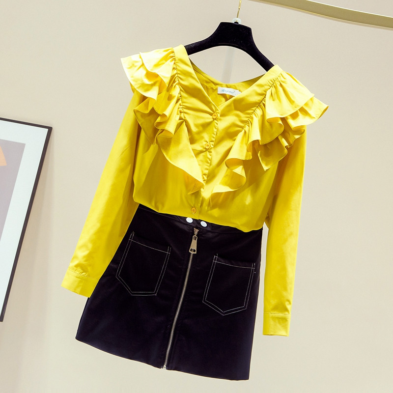 Blusa Bluza Femei Maneca Lunga Volane Decolteu in V Bluza Sifon Camasa Topuri Femei Bluse Mujer De Moda 2023 Imbracaminte pentru femei D927