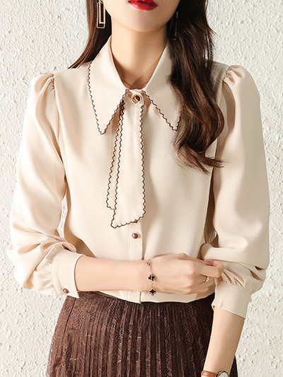 Moteriška palaidinė ilgomis rankovėmis Blusas Mujer De Moda 2023 m. Atlenkiama apykakle Palaidinė Marškinėliai Moteriški viršūnės Palaidinės Marškiniai Blusa Feminina F532