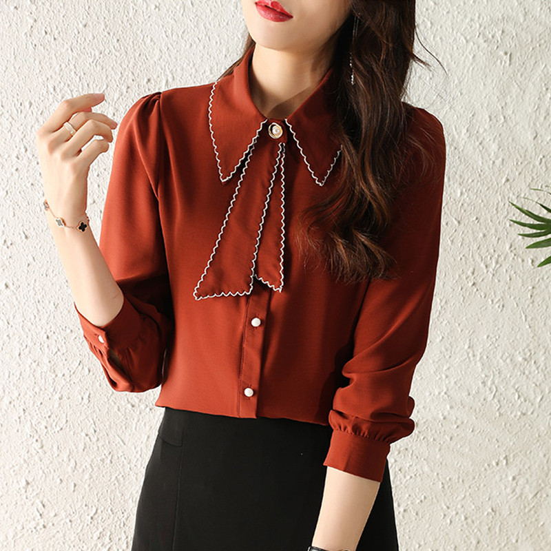 Moteriška palaidinė ilgomis rankovėmis Blusas Mujer De Moda 2023 m. Atlenkiama apykakle Palaidinė Marškinėliai Moteriški viršūnės Palaidinės Marškiniai Blusa Feminina F532