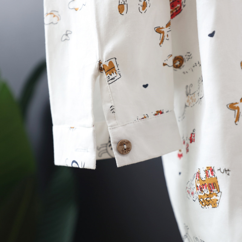 Bluze casual de primăvară cu imprimeu desene animate pentru femei 2020, largi, cu mânecă lungă, cămașă albă din bumbac de marime mare Bluze pentru femei Topuri Feminina Y266