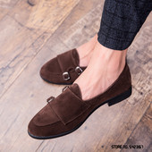 Fashion New Designer British Suede Monk Strap Pantofi din piele plati pentru barbati rochie nunta formala bal de absolvire Oxford Zapatos Hombre