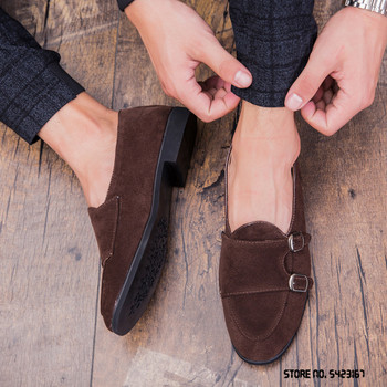 Модни нови дизайнерски британски велурени кожени обувки с каишка за монах Плоски за мъже Рокля Официална сватбена абитуриентска Оксфорд Zapatos Hombre