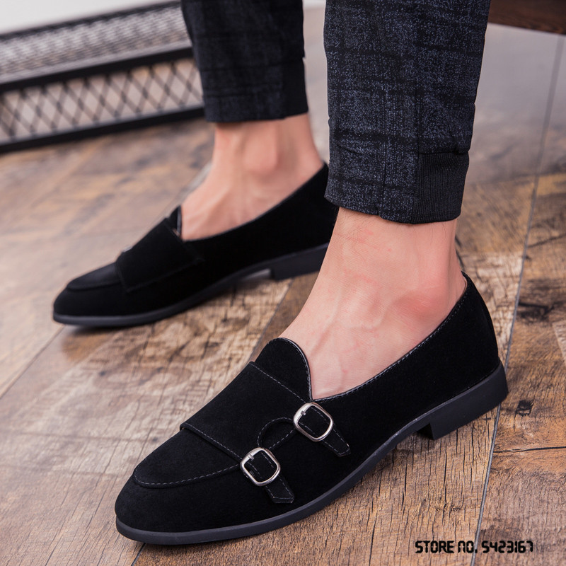 Fashion New Designer British Suede Monk Strap Pantofi din piele plati pentru barbati rochie nunta formala bal de absolvire Oxford Zapatos Hombre
