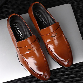 Мокасини за мъже Офис официални оксфордки Мъжки обувки с остри пръсти Големи размери Черни кожени мъжки обувки за сватбено тържество