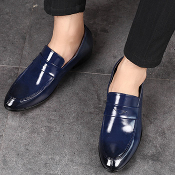 Loafers for men Office Formal Oxfords Slip on Point Toe Ανδρικά παπούτσια Plus Size Μαύρα δερμάτινα ανδρικά παπούτσια για νυφικό