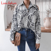 harajuku vintage boho bluză grafică femei coreeană elegantă retro sexy cămașă cu umăr rece bluză cu mânecă lungă florală office