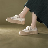 Pavasario ruduo Nauji minkštos odiniai sportbačiai Solidūs suvarstomi laisvalaikio batai moterims Universalūs Patogūs Platforminiai Batai Moteriški čiuožimo batai