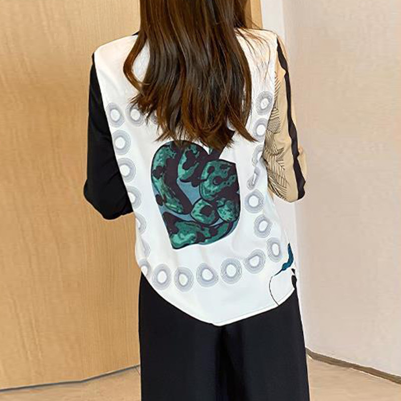 Proljeće jesen Vintage ispis Elegantna modna košulja od šifona Uredska dama temperamenta Raznolika dugmad Top Ženska patchwork bluza