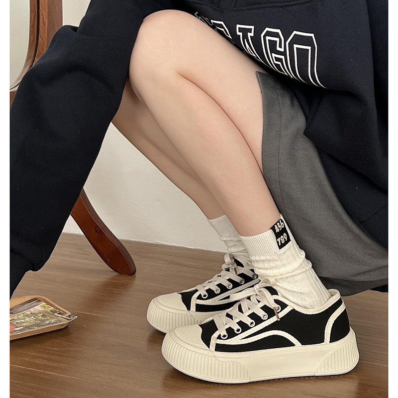 Pantofi vulcanizați cu platformă, pantofi sport pentru femei, primăvară, vară, Harajuku 2023, pantofi de tenis pentru femei, pantofi negri Kawaii pentru skateboard