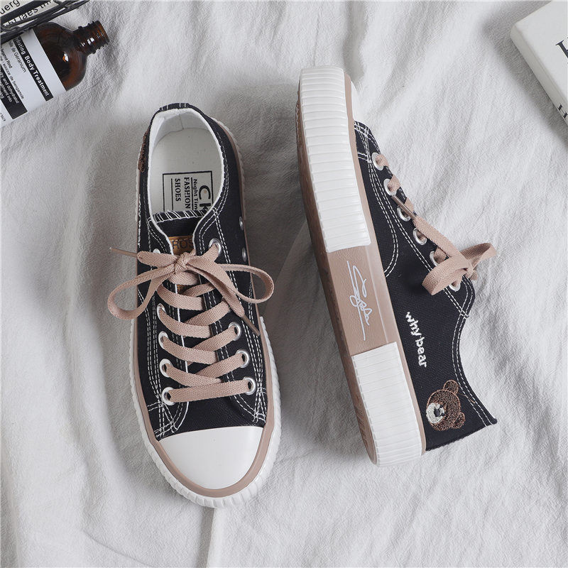 Κοριτσίστικα παπούτσια Bear Kawaii Αθλητικά παπούτσια Lolita Casual Flat χαριτωμένα ανοιξιάτικα παπούτσια για τρέξιμο Vulcanized Fashion 2023 Νέα γυναικεία αθλητικά παπούτσια 40