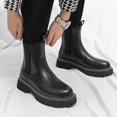 Ανδρικές μπότες Chelsea με στρογγυλή κεφαλή Ανδρικές μπότες με μανίκια Γόβες στον αστράγαλο Ανδρικά δερμάτινα παπούτσια Ανδρικά παπούτσια φορέματος Χειροποίητες επαγγελματικές μπότες