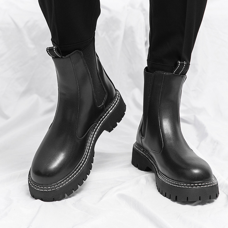 Ανδρικές μπότες Chelsea με στρογγυλή κεφαλή Ανδρικές μπότες με μανίκια Γόβες στον αστράγαλο Ανδρικά δερμάτινα παπούτσια Ανδρικά παπούτσια φορέματος Χειροποίητες επαγγελματικές μπότες