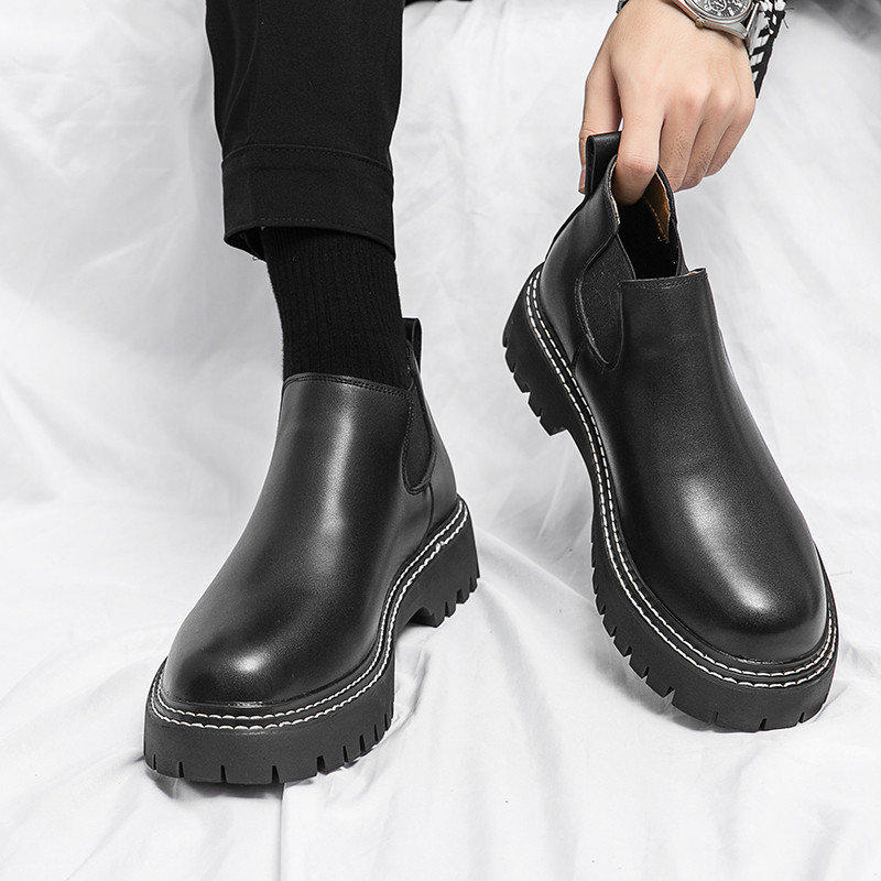 Ανδρικές μπότες Chelsea με στρογγυλή κεφαλή Ανδρικές μπότες με μανίκια Γόβες στον αστράγαλο Ανδρικά δερμάτινα παπούτσια Ανδρικά παπούτσια φορέματος Χειροποίητες επαγγελματικές μπότες