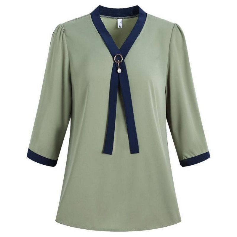 Moteriški drabužiai plius Madingi V formos iškirptė palaidinė su puse rankovių vasarinė palaidinė marškinėlis Moteriški biuro moteriški marškinėliai