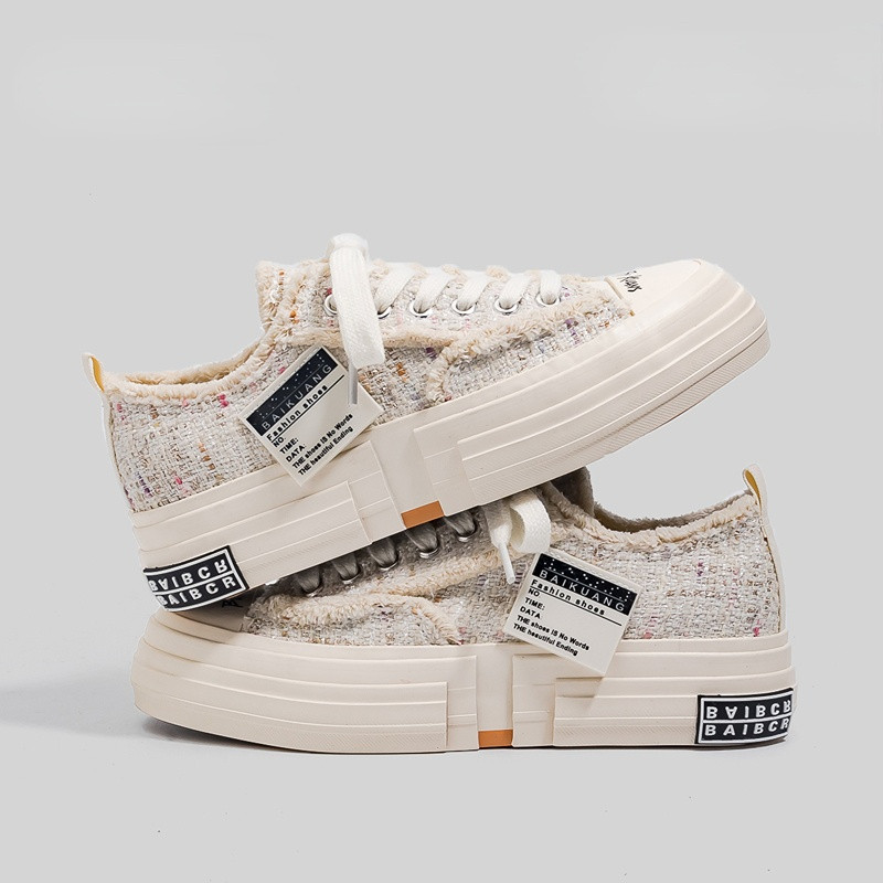 2023 Κοριτσίστικα πάνινα παπούτσια Χαμηλό επάνω με κορδόνια ροζ παπούτσια από καμβά Χοντρή σόλα Μαύρα casual γυναικεία παπούτσια καμβά Γυναικεία πάνινα παπούτσια Άνοιξη Νέο